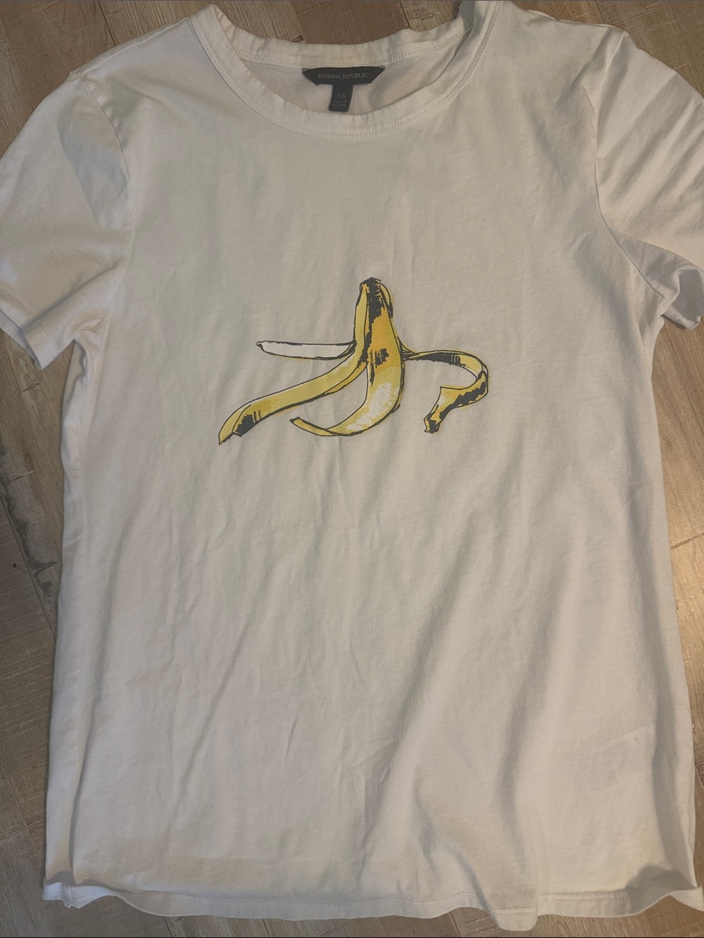 Banana Republic White Tee with Yellow Banana Graphic